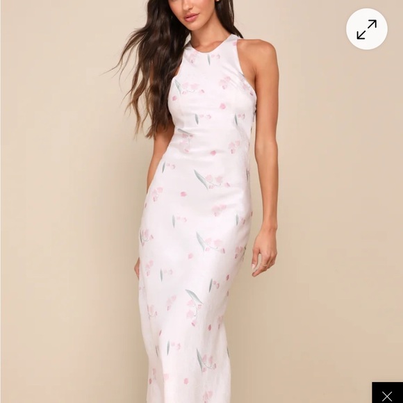 NWT Majorly Romantic Cream Floral Print Tie-Back Maxi Dress - Picture 2 of 5